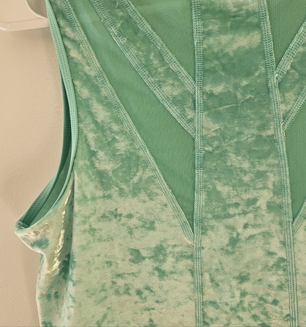Sea Foam Green Crushed Velvet Women's Tank Top - Picture 4 of 5